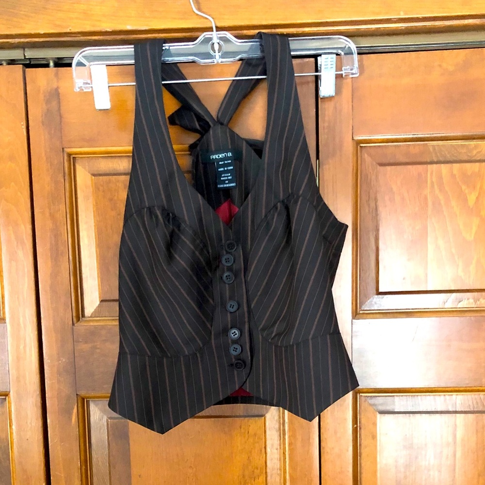 Arden B Cropped Pinstriped Vest Size XS